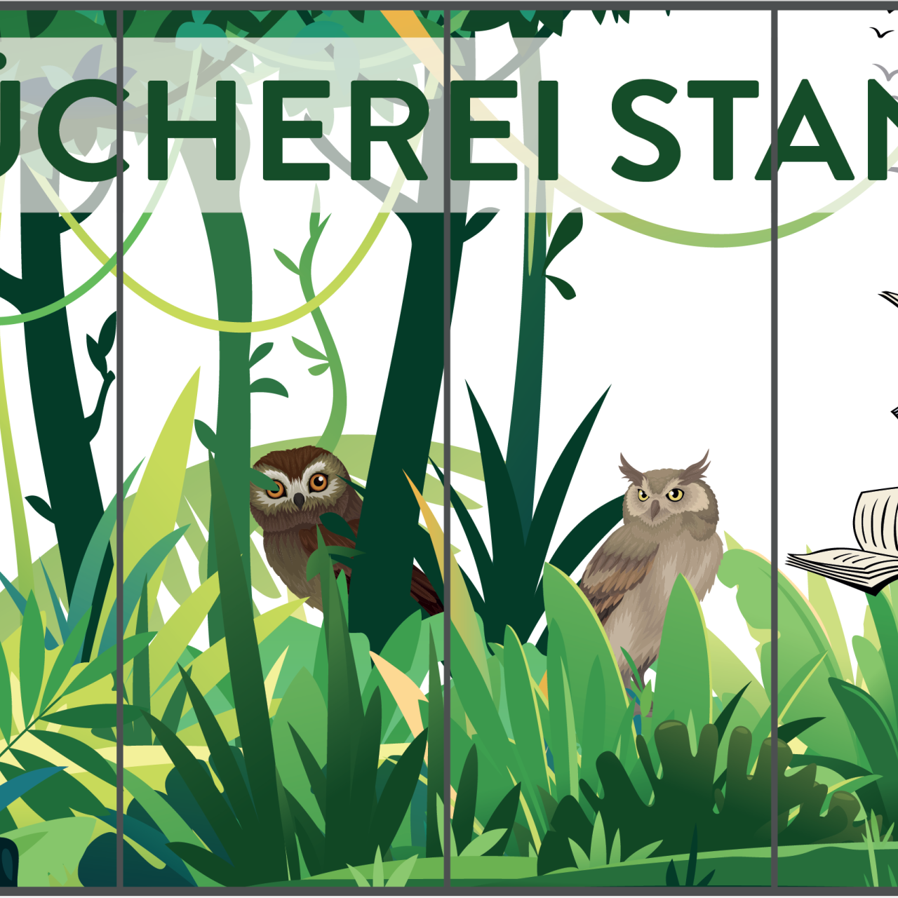 Urwald und Eulen Grafik